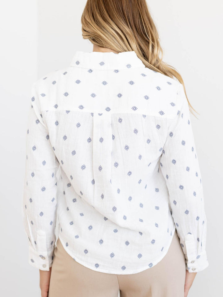 embroidered pattern button down shirt