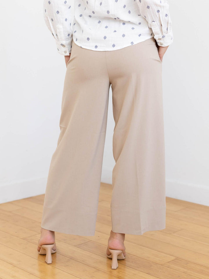 pleated wide leg khaki pants