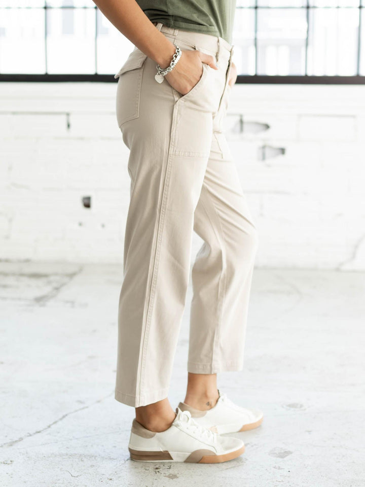 high rise cropped khaki pant