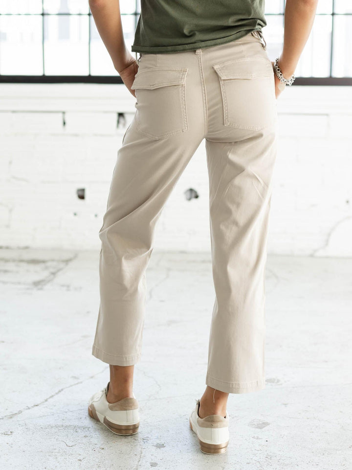 high rise cropped khaki pant