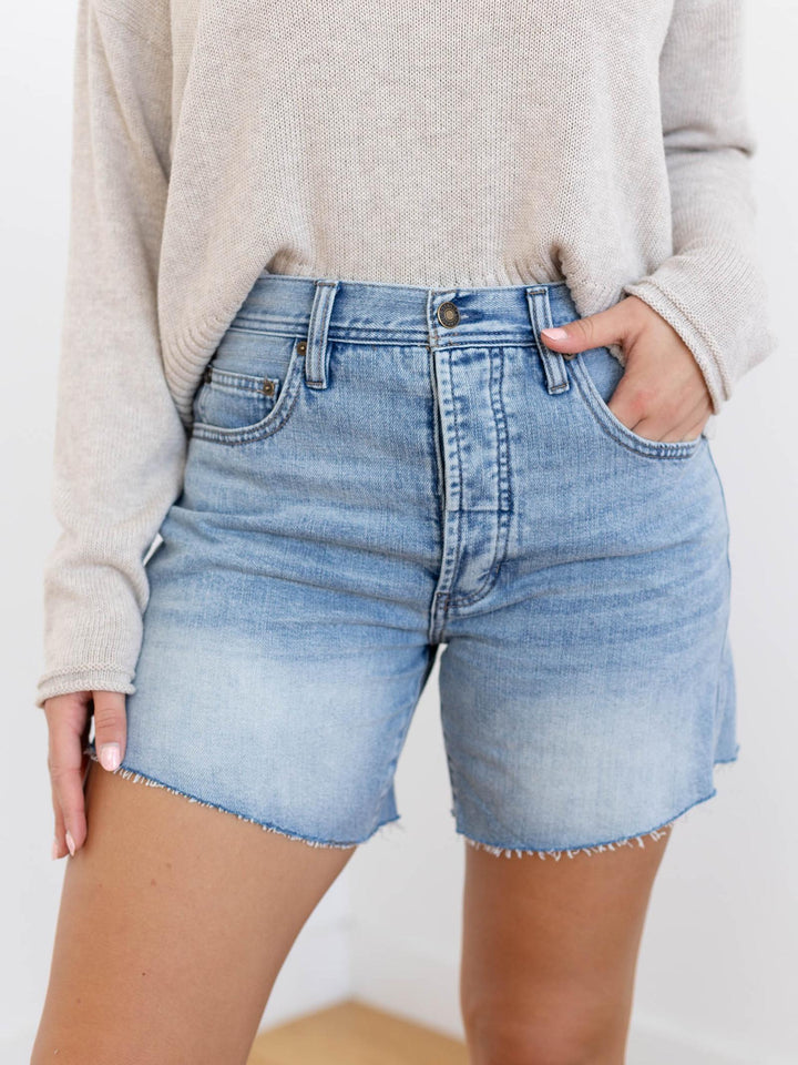 liverpool washed long inseam cut off shorts