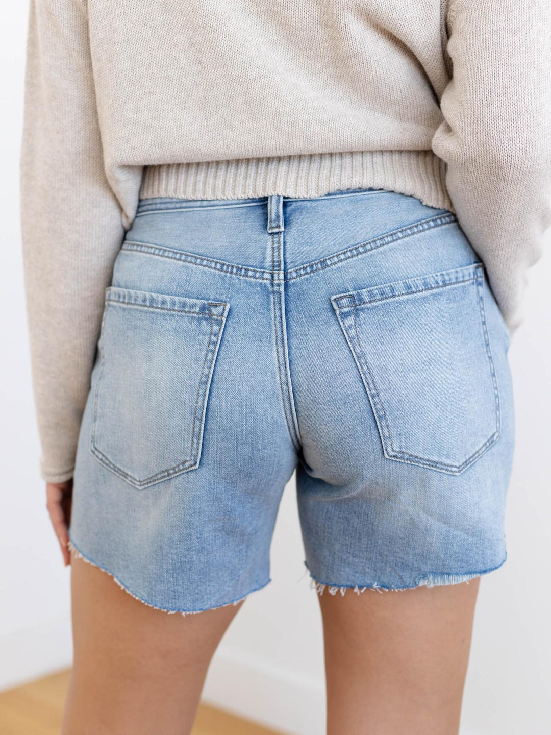 liverpool washed long inseam cut off shorts