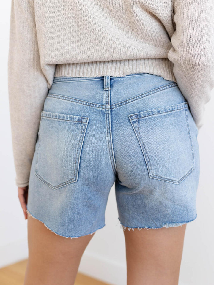 liverpool washed long inseam cut off shorts