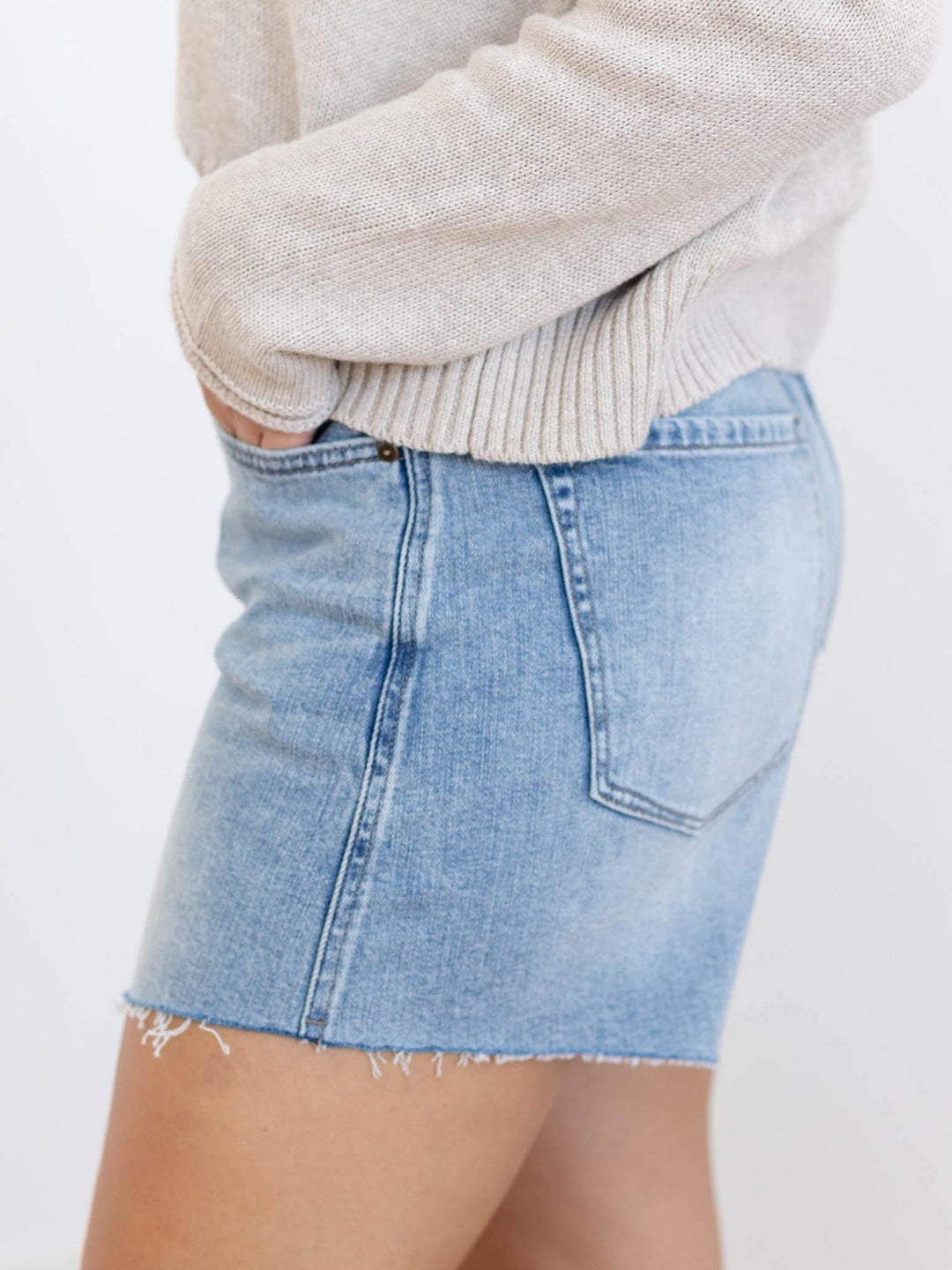 liverpool washed long inseam cut off shorts