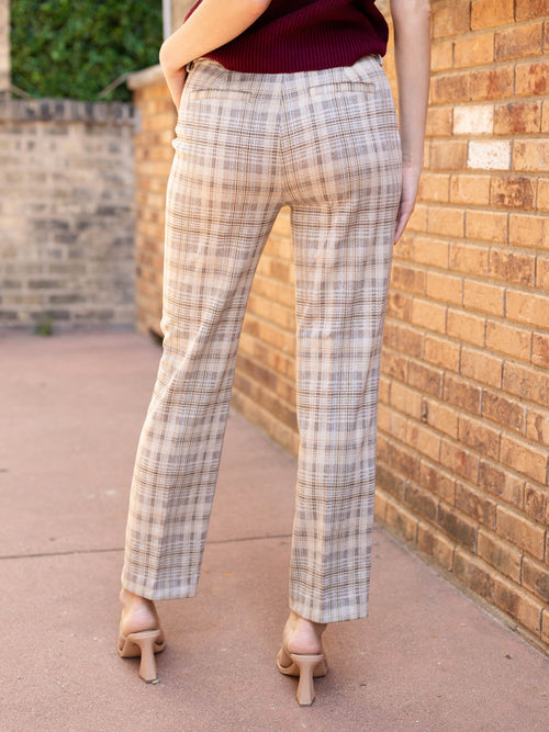 plaid check knit trouser