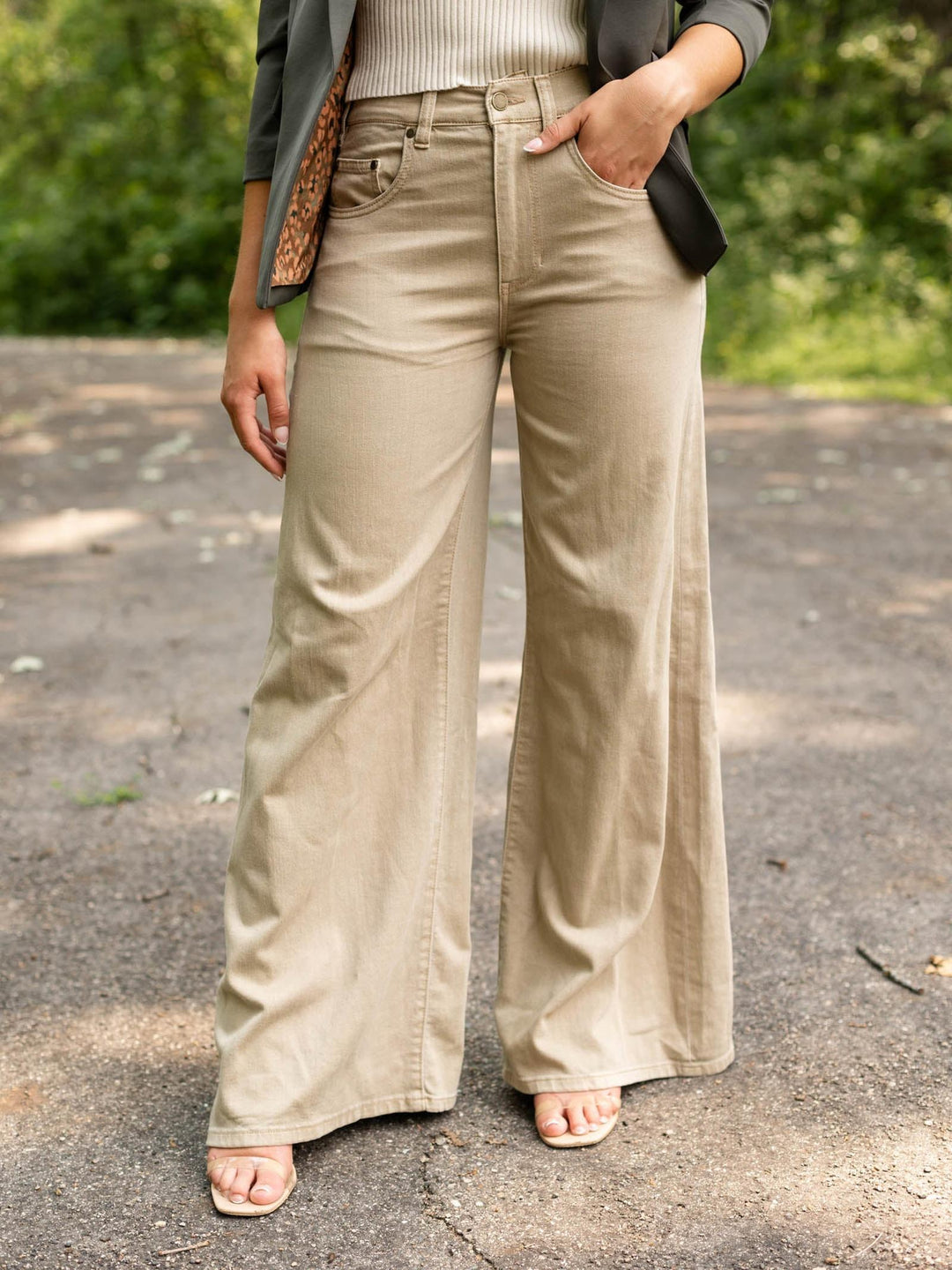 Liverpool Light Khaki Kit High Rise Relaxed Wide Leg 32"
