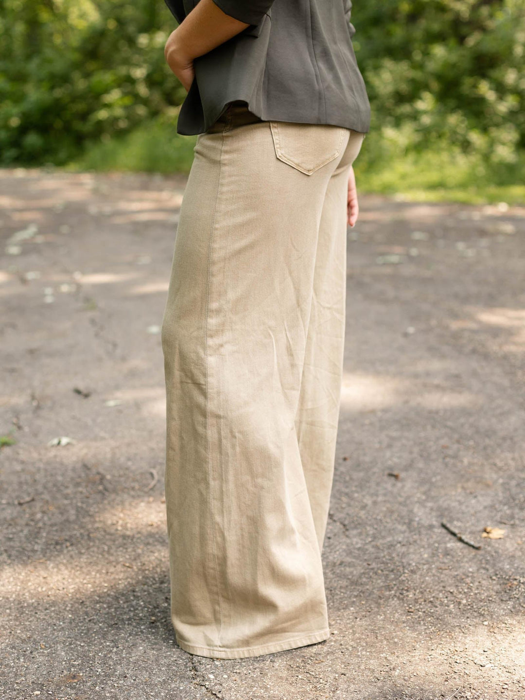 Liverpool Light Khaki Kit High Rise Relaxed Wide Leg 32"