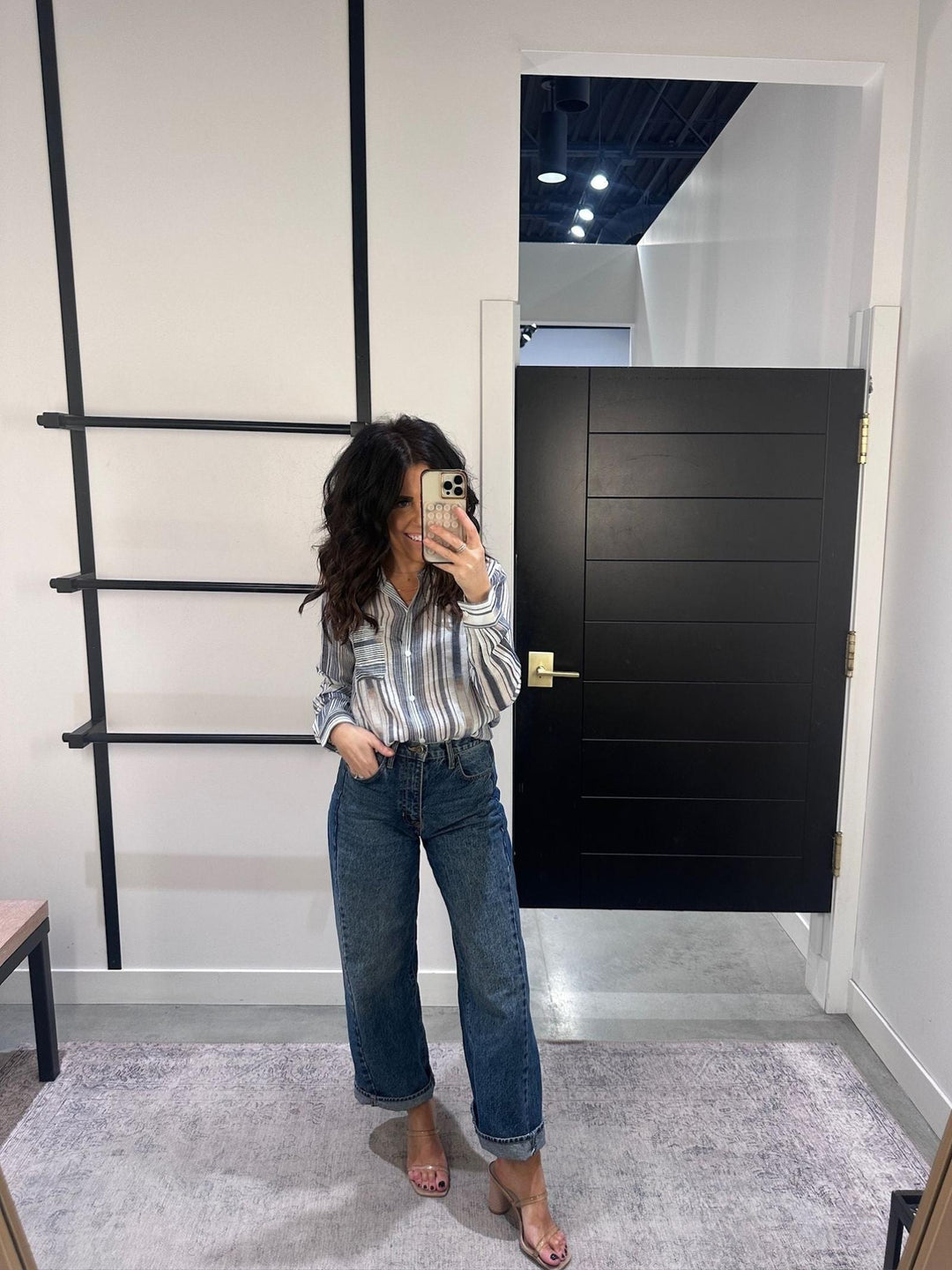 lightweight striped distressed blouse