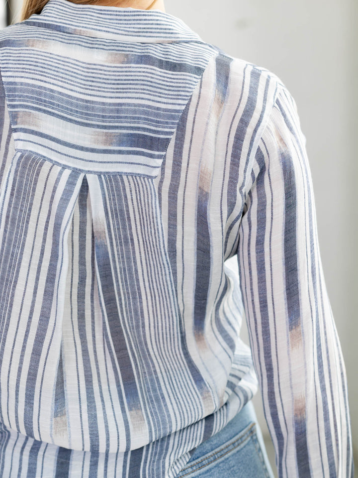 lightweight striped distressed blouse