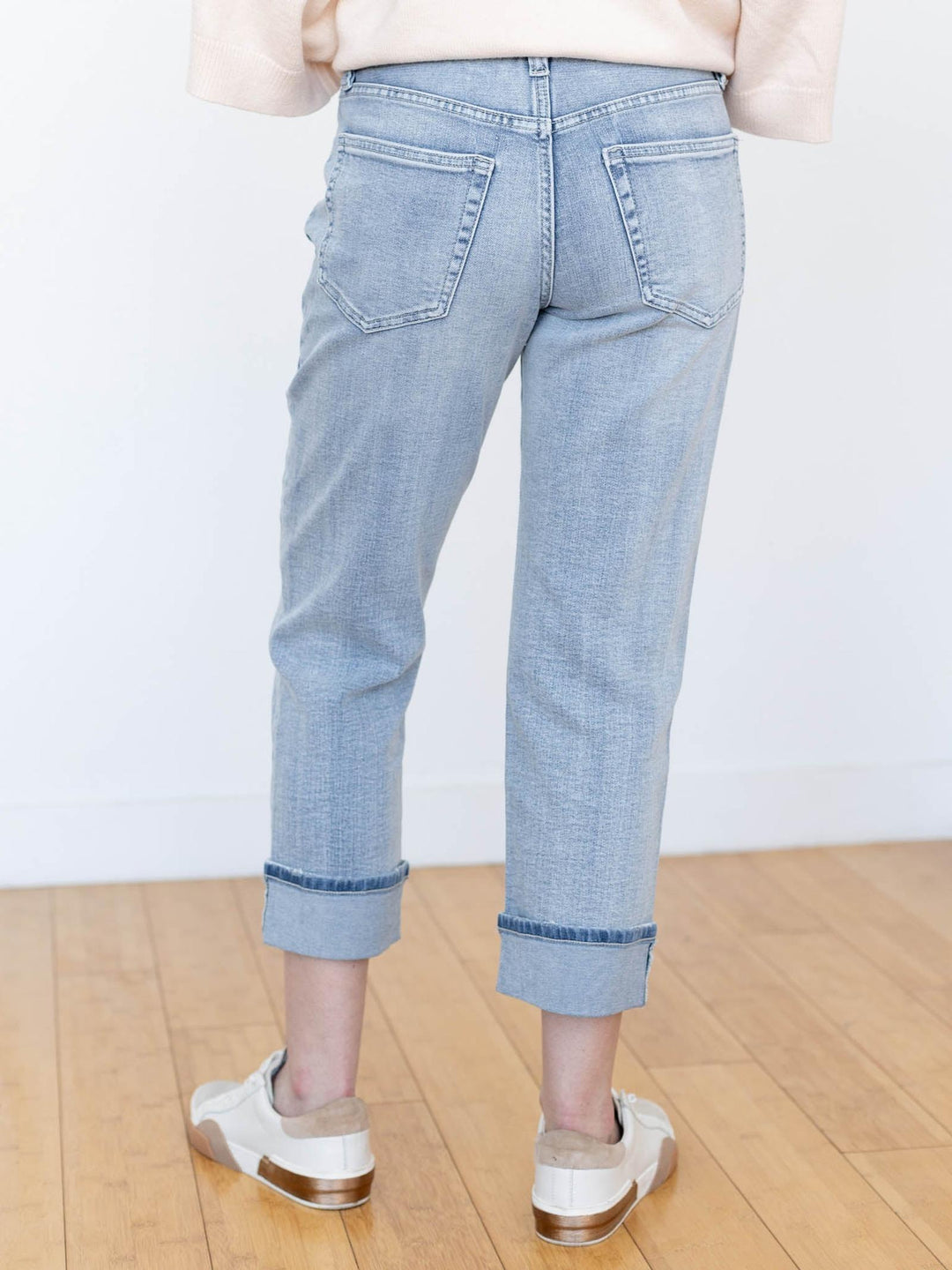 cropped cuffed light wash denim