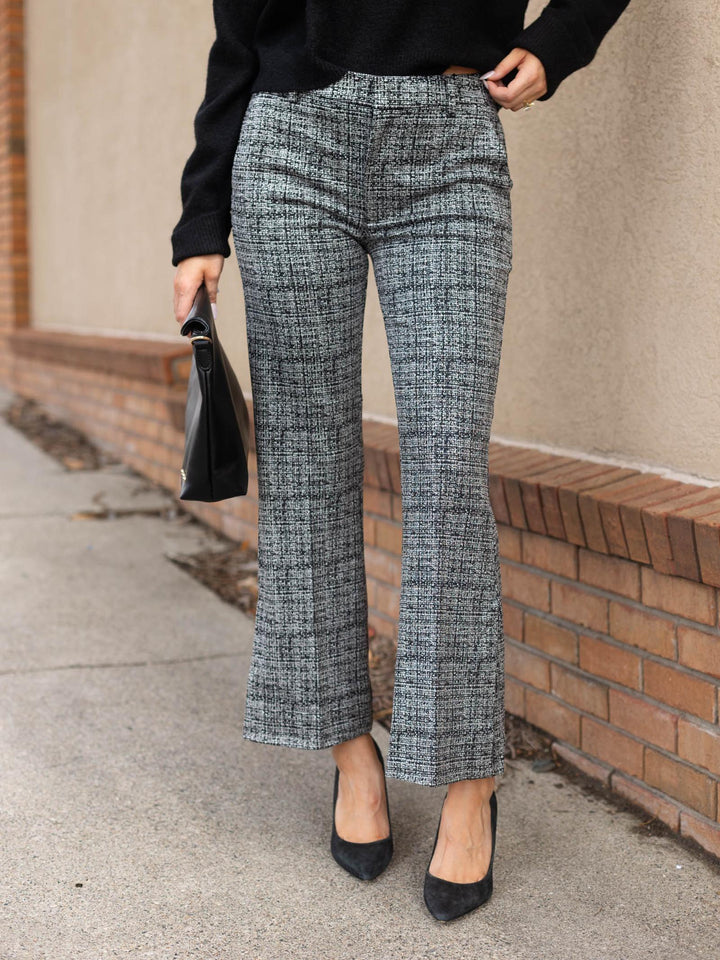 Liverpool Mid Rise Ankle Flare - Black/Multi Tweed