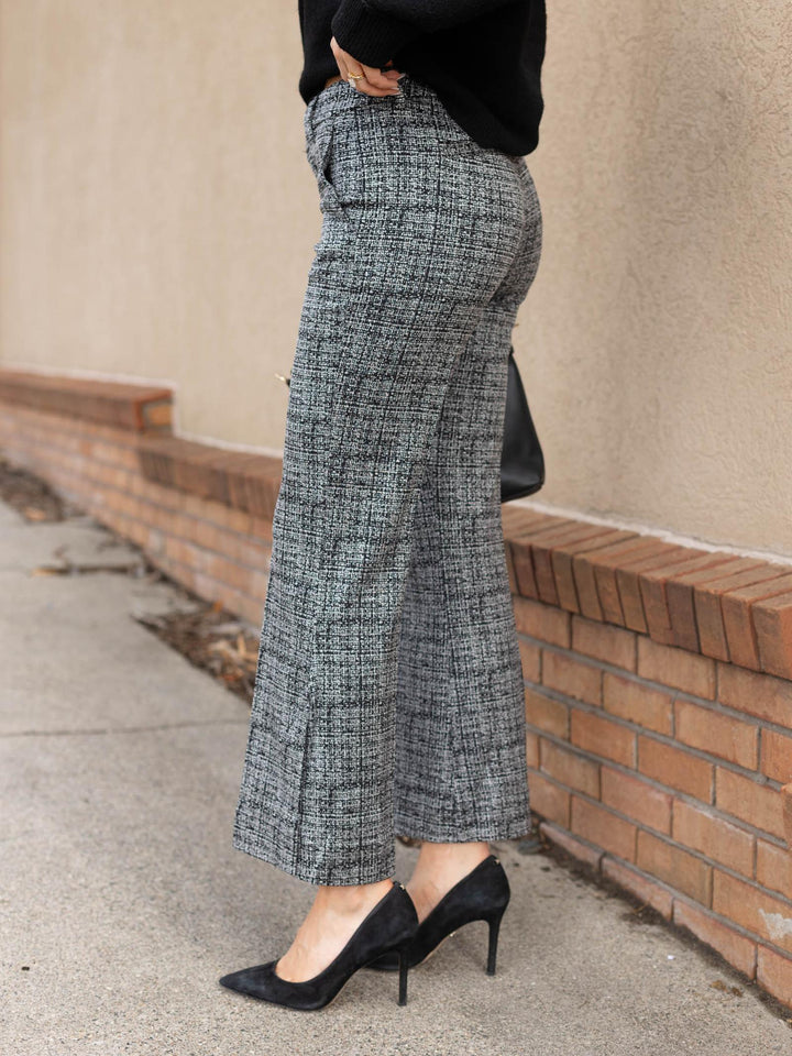Liverpool Mid Rise Ankle Flare - Black/Multi Tweed
