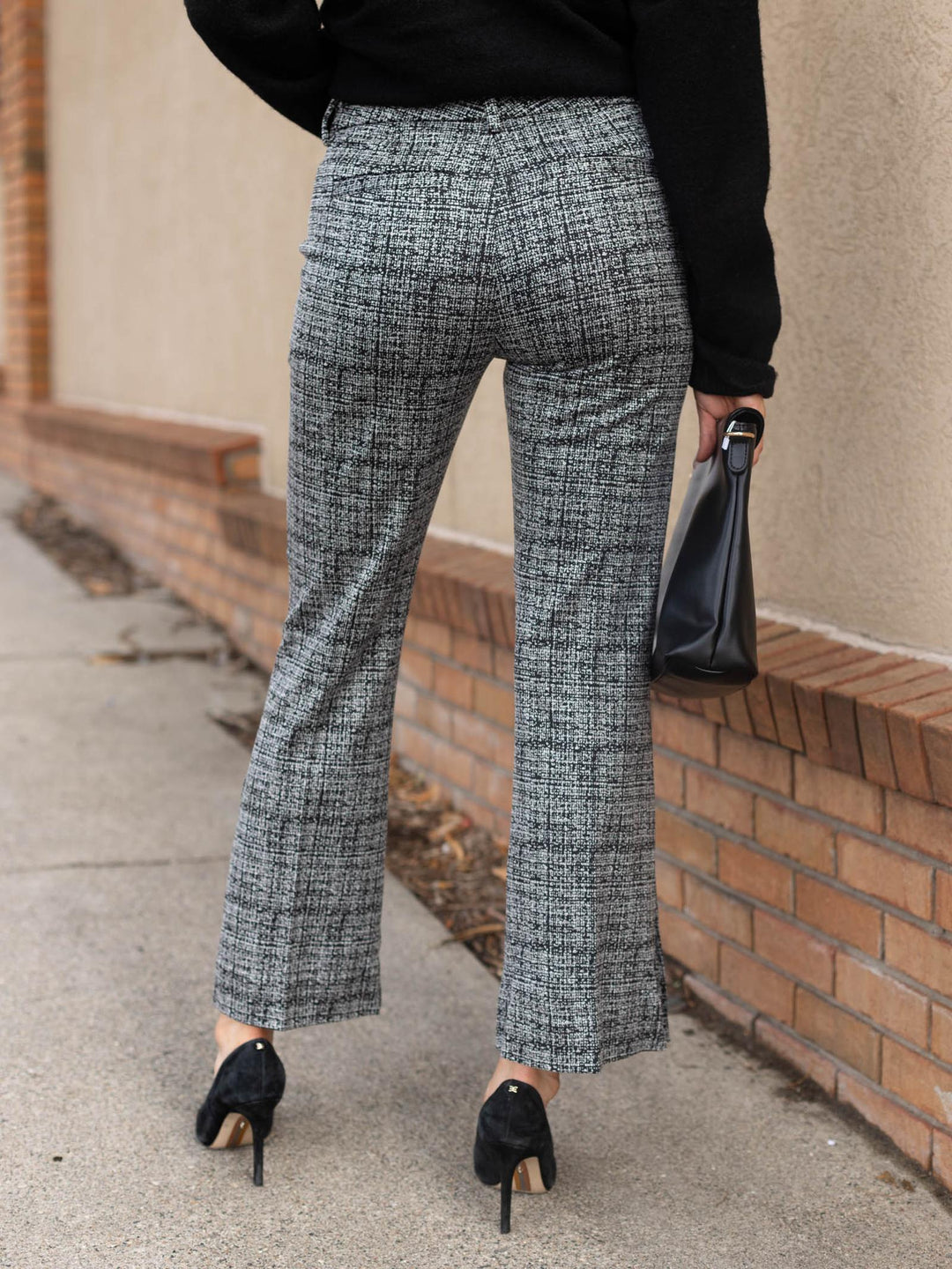Liverpool Mid Rise Ankle Flare - Black/Multi Tweed