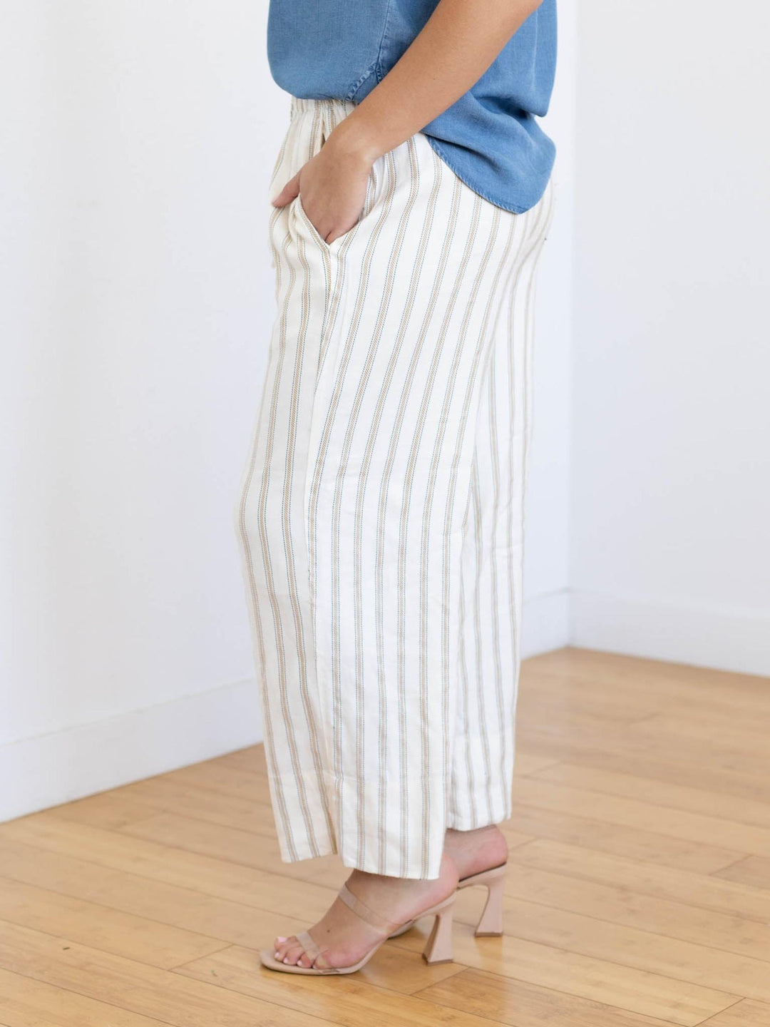 stripe tassel waist flowy pants