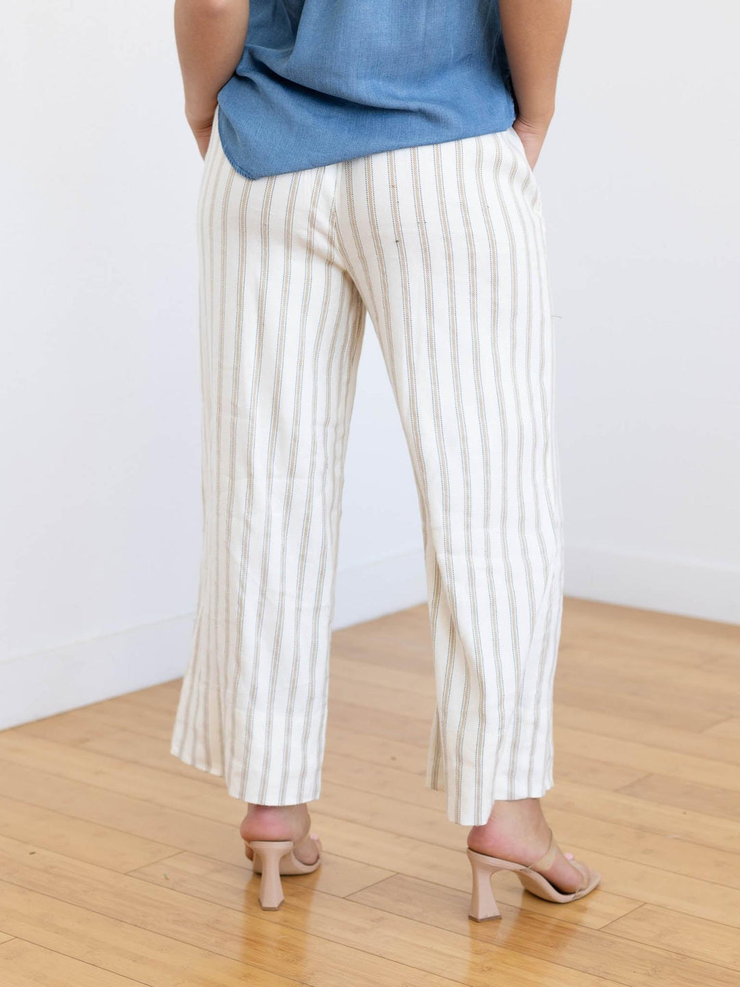 stripe tassel waist flowy pants