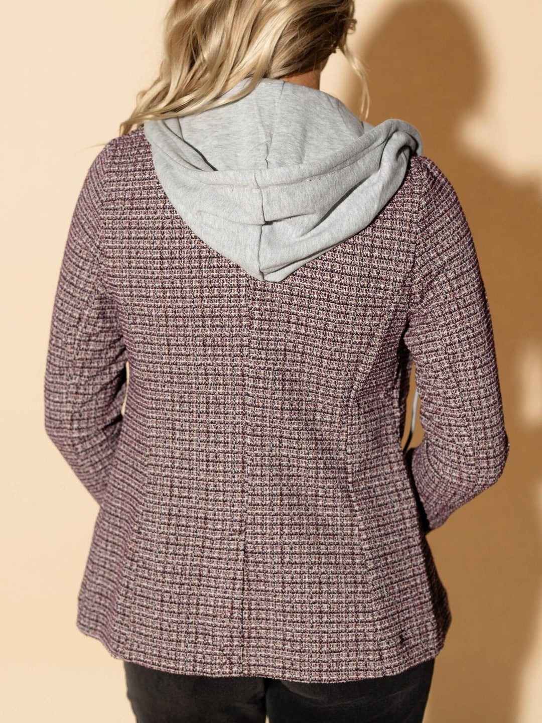 maroon tweed blazer 