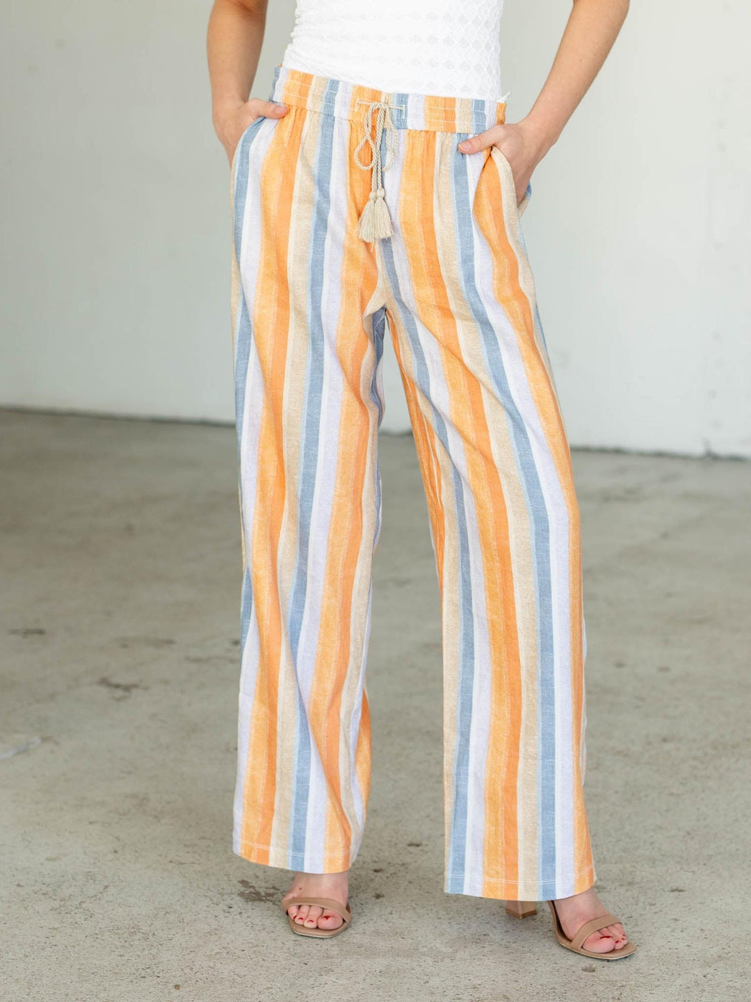 striped drawstring pants