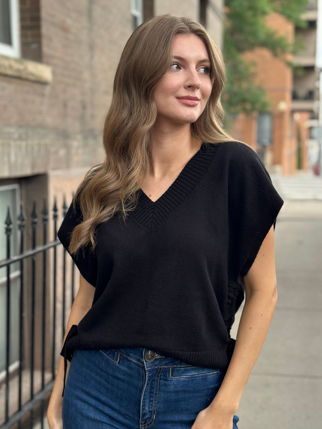 Liverpool V-Neck Dolman Popover Sweater