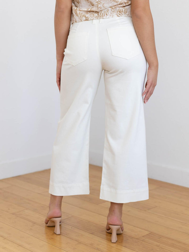 cream wide leg denim jeans