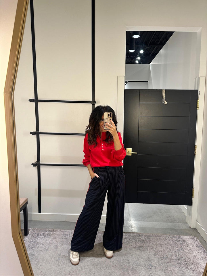 Liverpool Wide Leg Side Stripe Pleated Trouser