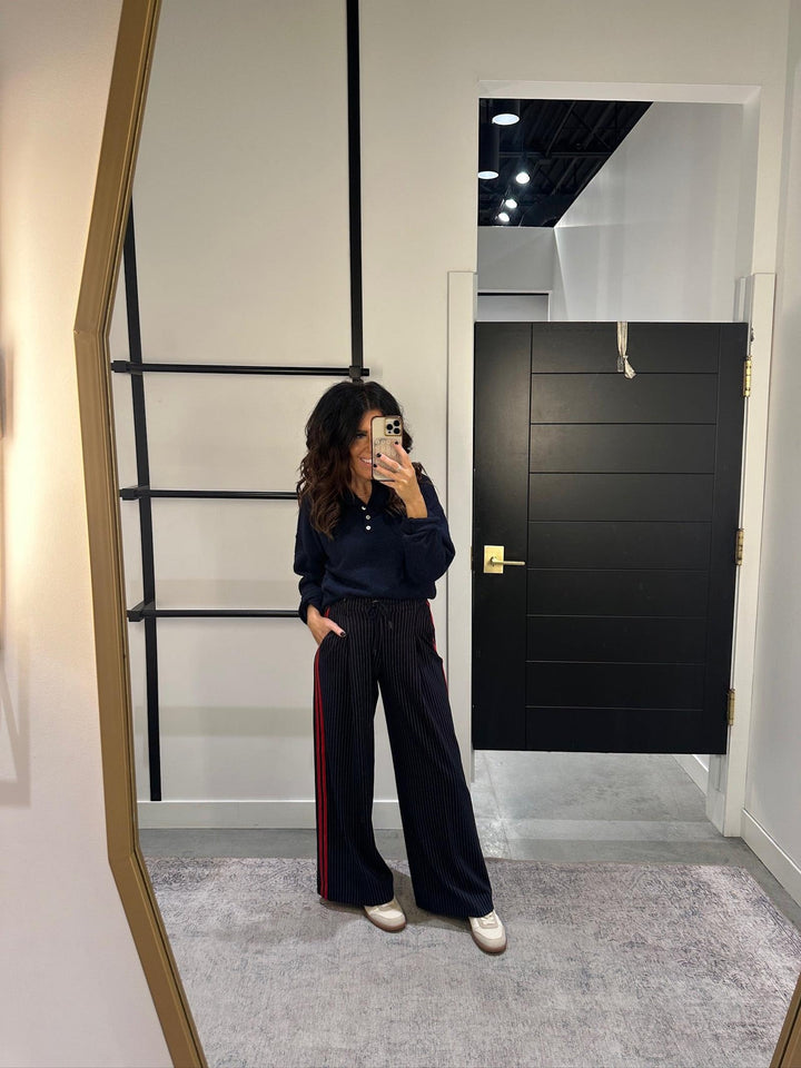 Liverpool Wide Leg Side Stripe Pleated Trouser