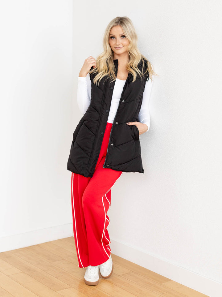 long puffy black vest
