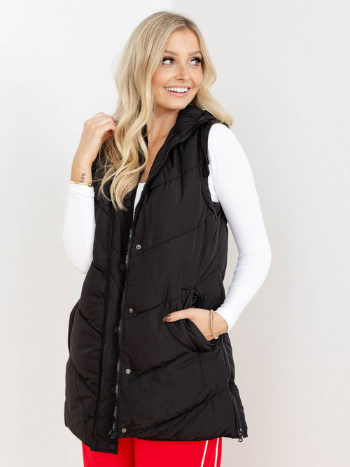 long puffy black vest