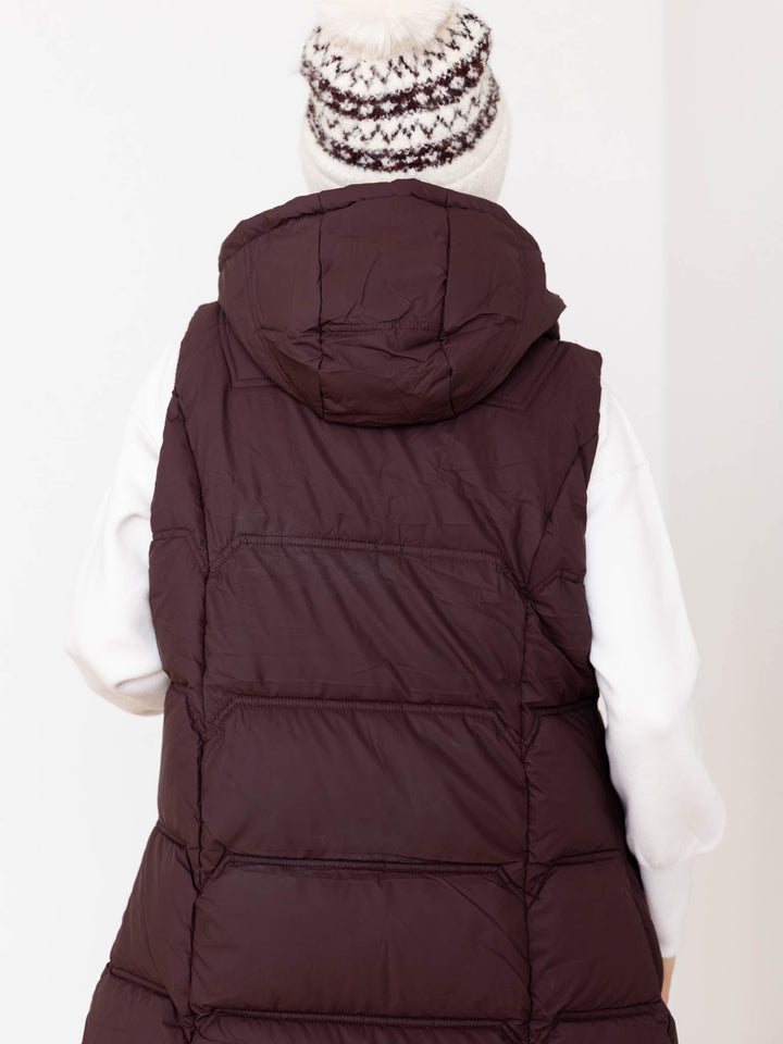 long length zip front wine vest