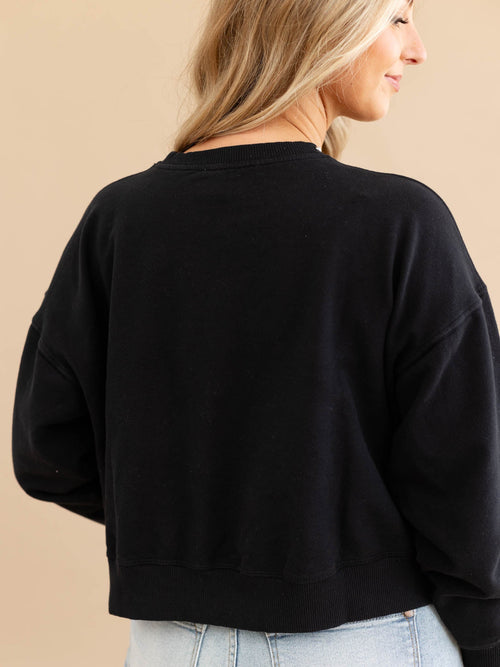 black and red long live cowgirls cropped sweatshirt