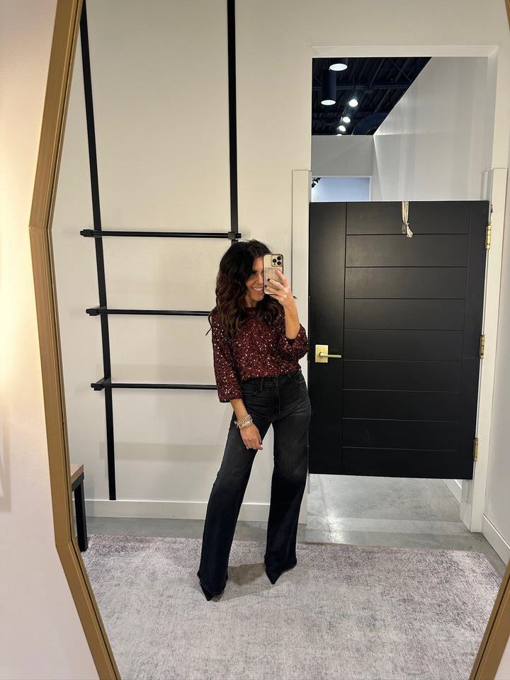 wine sequin long sleeve