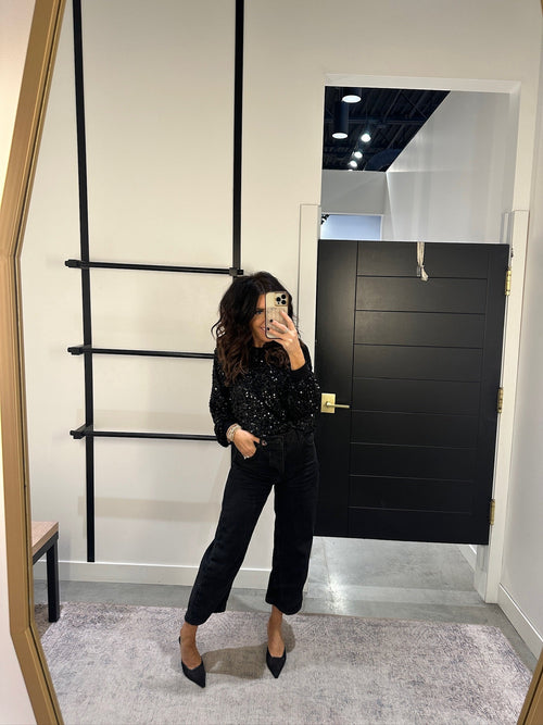 black sequin long sleeve