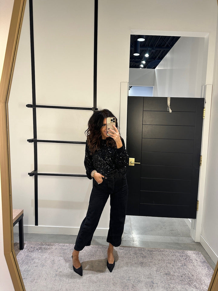 black sequin long sleeve