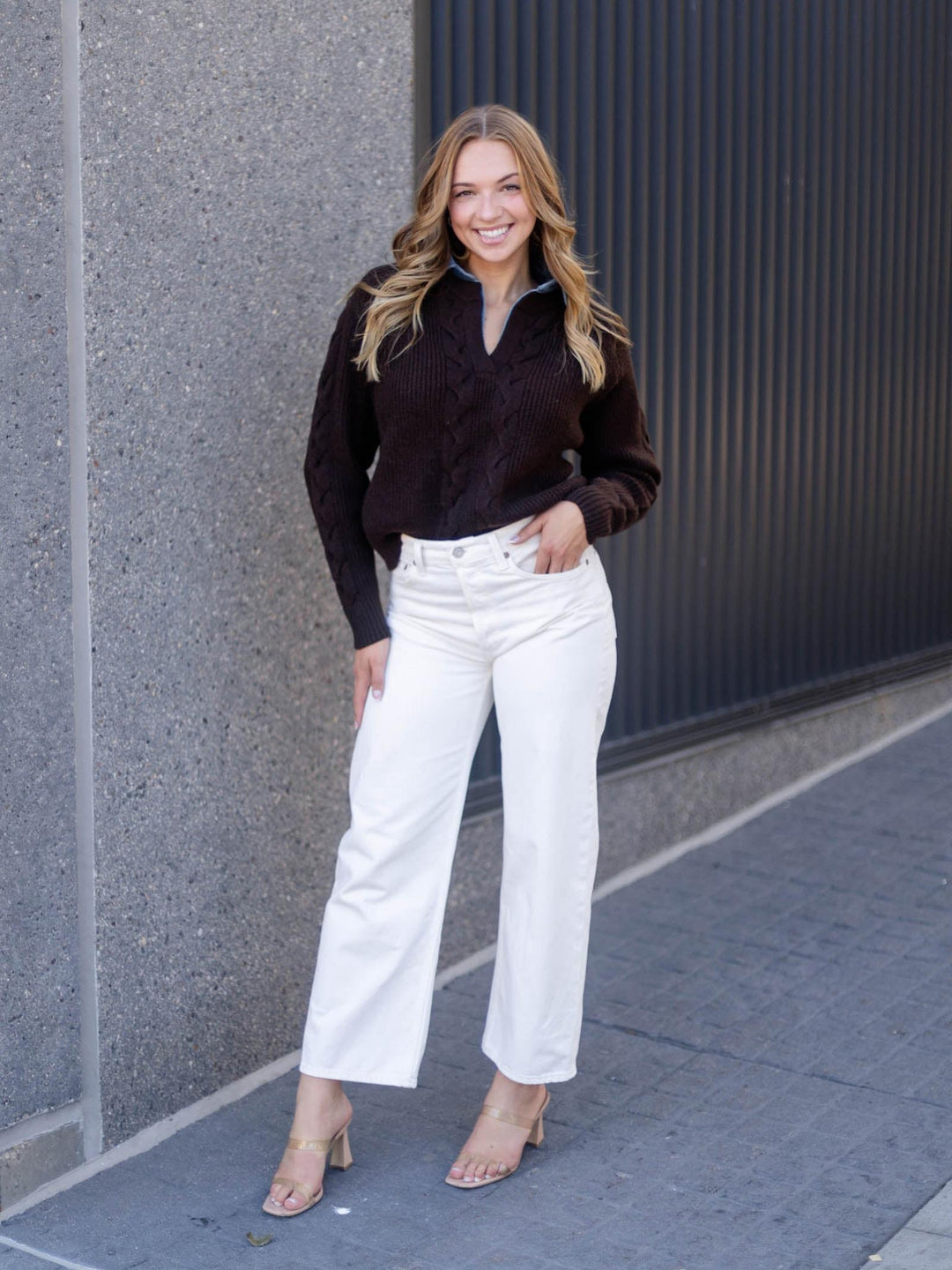 Long Sleeve Washed Denim Sweater Top