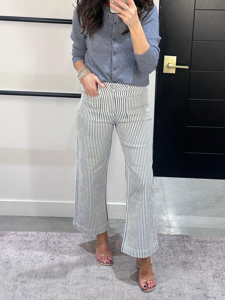 blue and white stripe denim