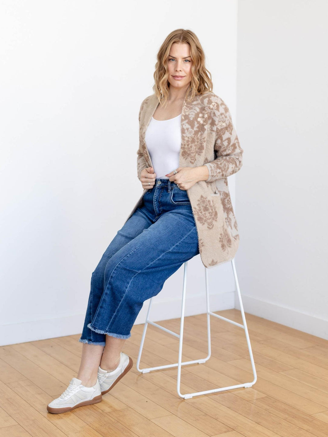fuzzy open front cardigan