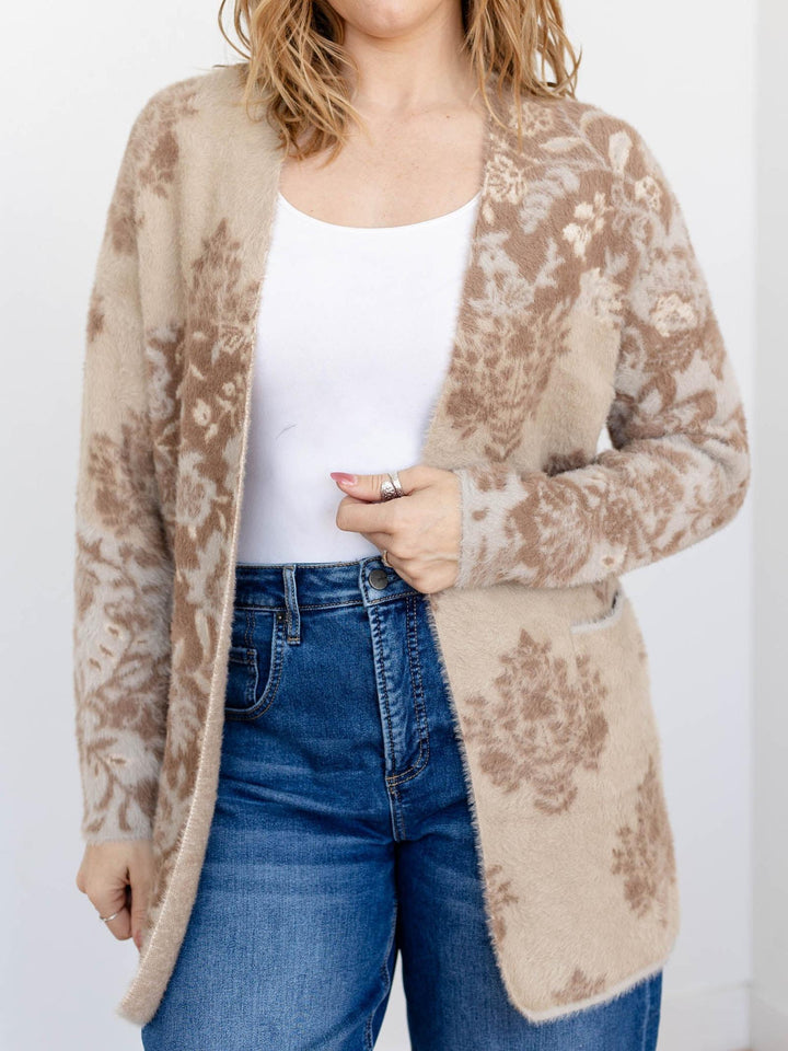 fuzzy open front cardigan