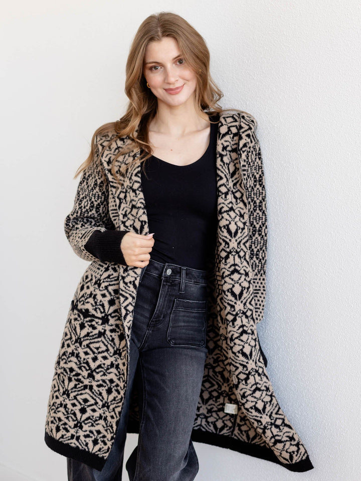 aztec printed oversized cardigan