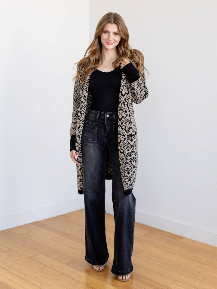 aztec printed oversized cardigan