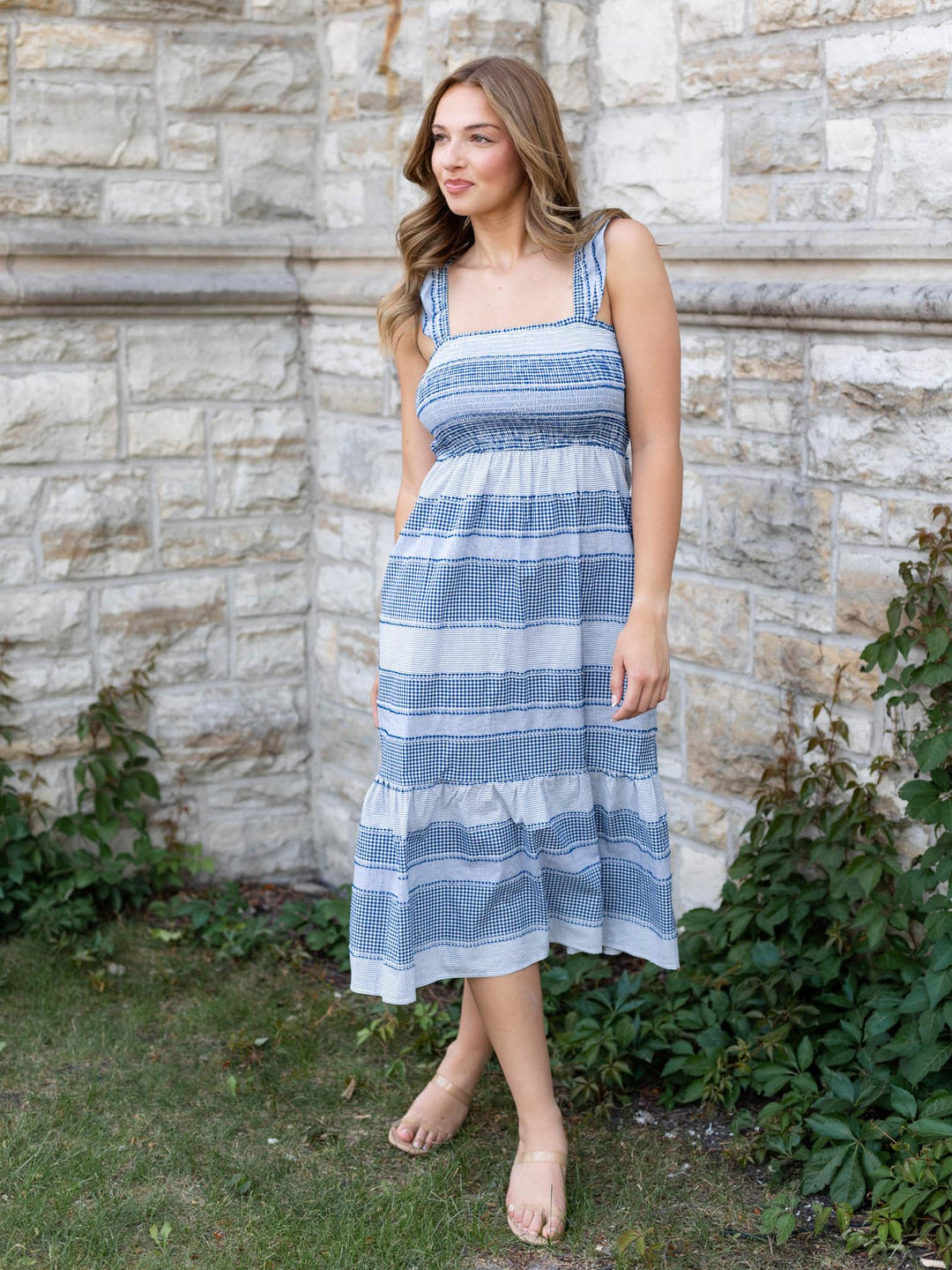 gingham smocked dress