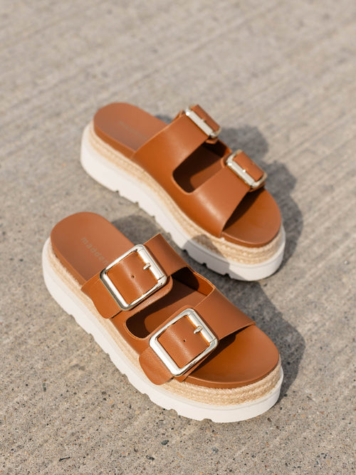 dark brown double buckle sandal