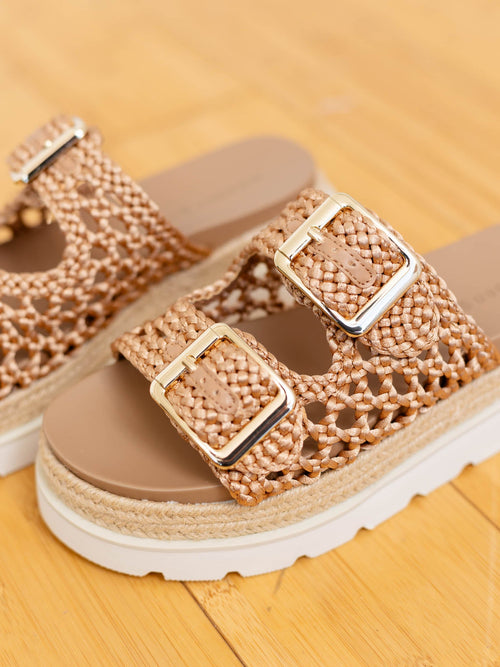 open knit braided platform sandal