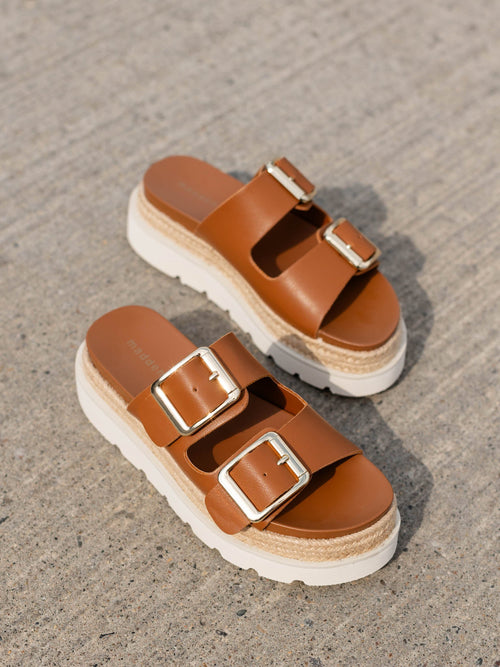 dark brown double buckle sandal