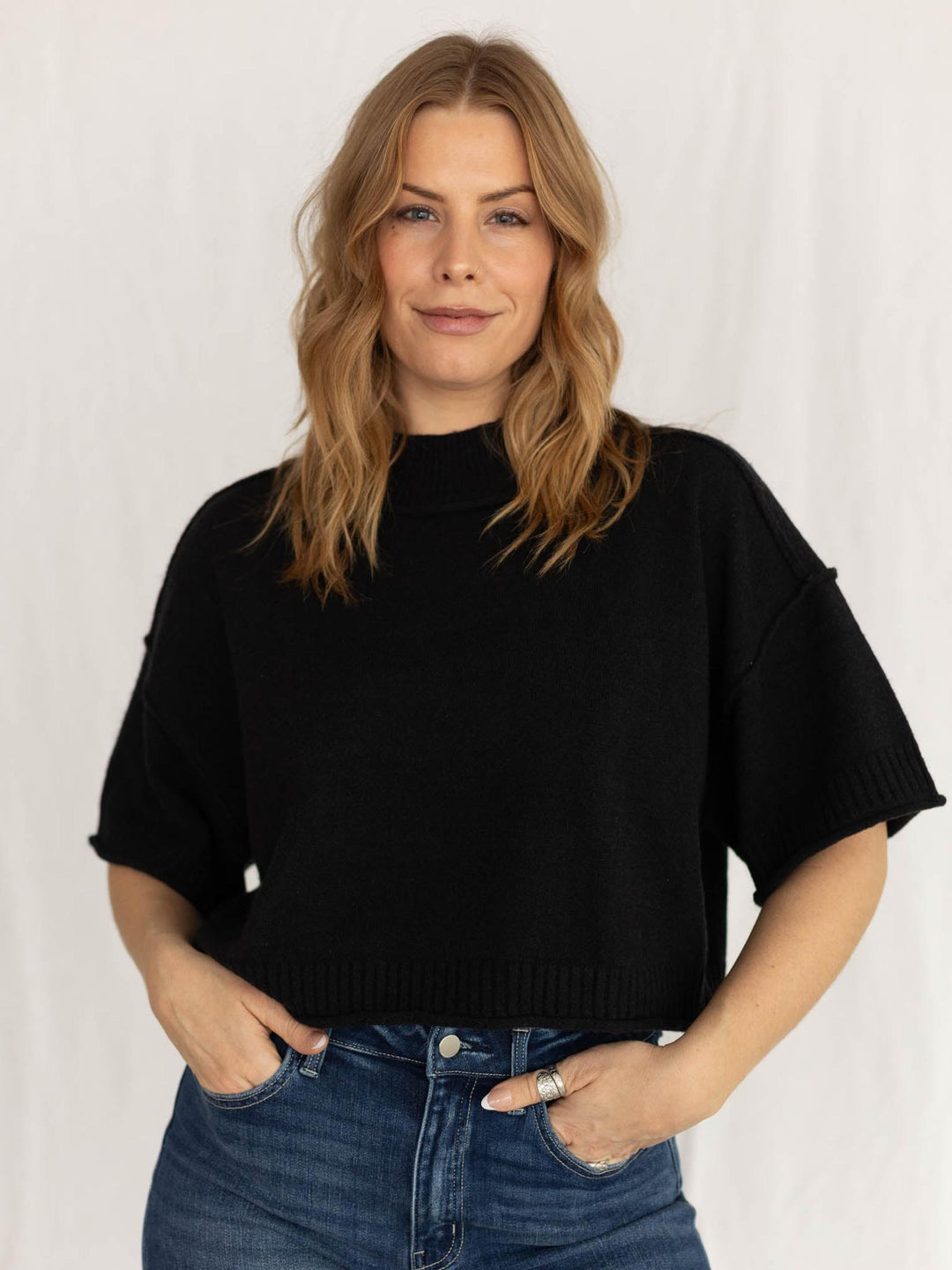 black short sleeve sweater