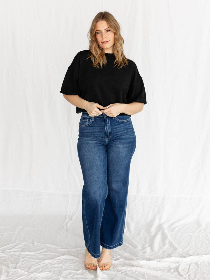 black short sleeve sweater