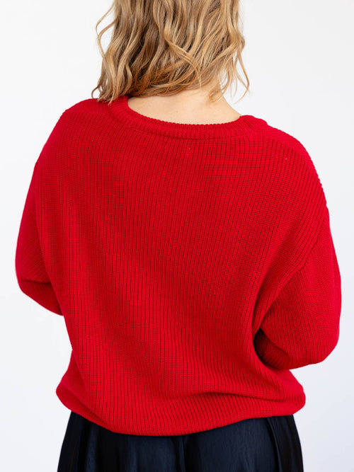merry embroidered chunky knit sweater