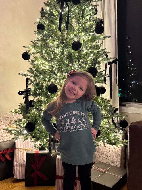 merry christmas ya filthy animal green sweatshirt