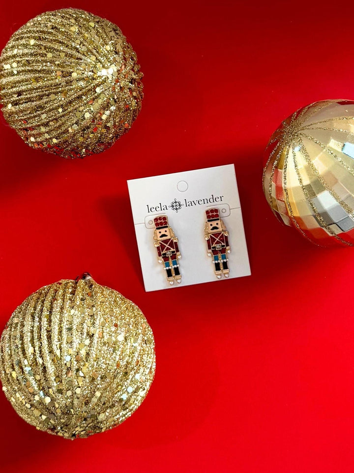 red nutcracker earrings