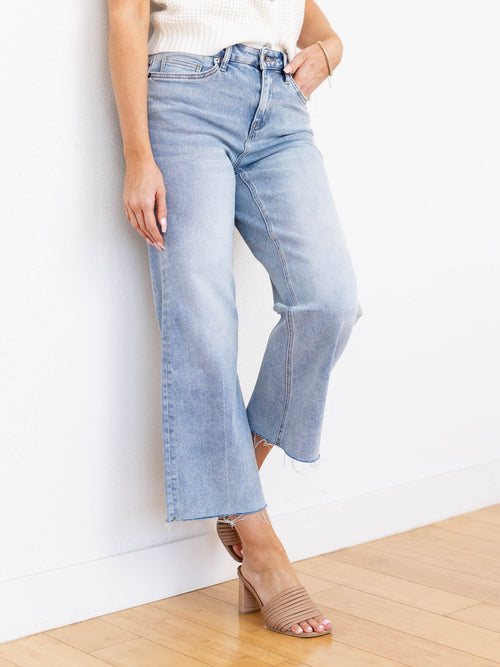 wide leg washed light wash denim