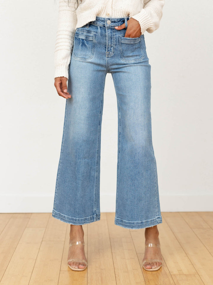 MICA Blue Rock High Rise Ankle Wide Leg