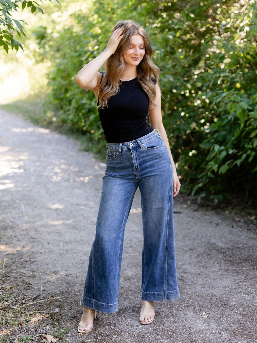 MICA Blurish Sea High Rise Wide Leg Panel Jeans